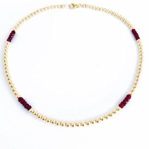 15” Choker + Faceted Rubies